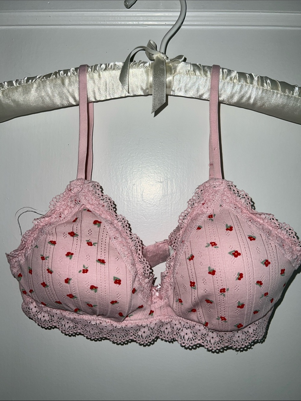 Cotton On Body Pink Floral Lace Bralette